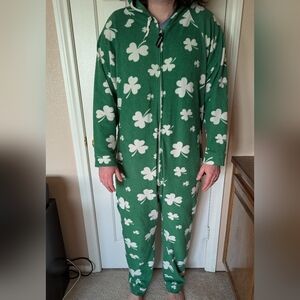 St Patrick's Day Green Shamrock Adult Large Onesie